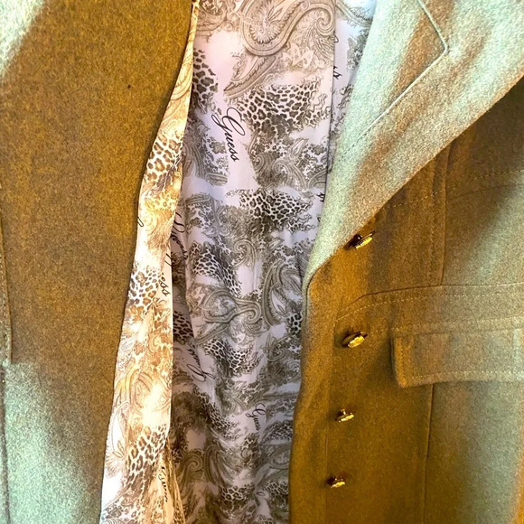 NWOT Guess Linda Olive Green long Line Wool Blend Coat - Picture 14 of 17